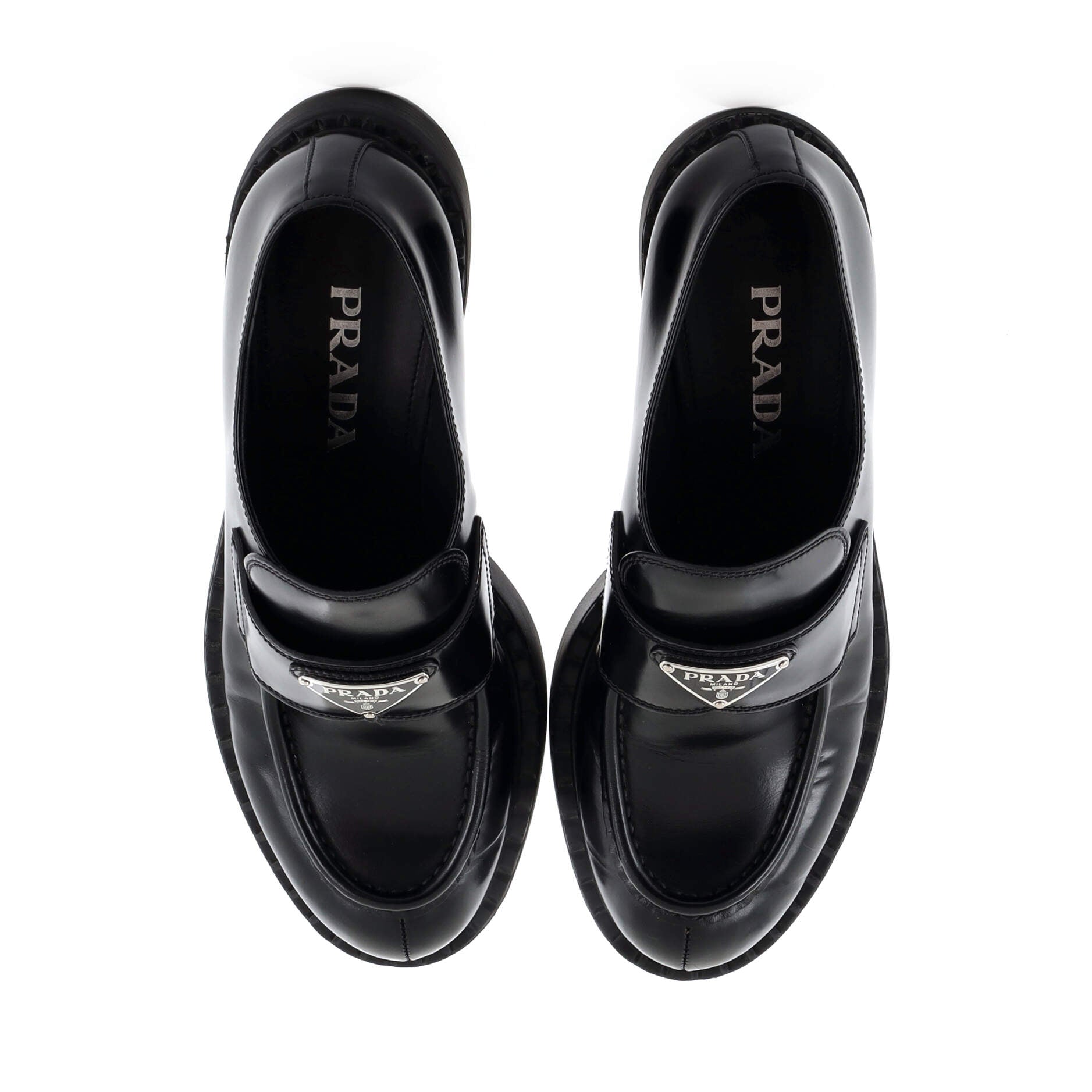 Women's Triangle Logo Loafers Spazzolato Leather