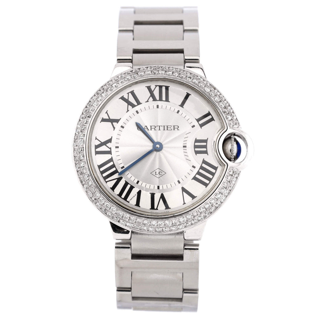 Ballon Bleu de Cartier Quartz Watch Stainless Steel with Diamond  Bezel 36