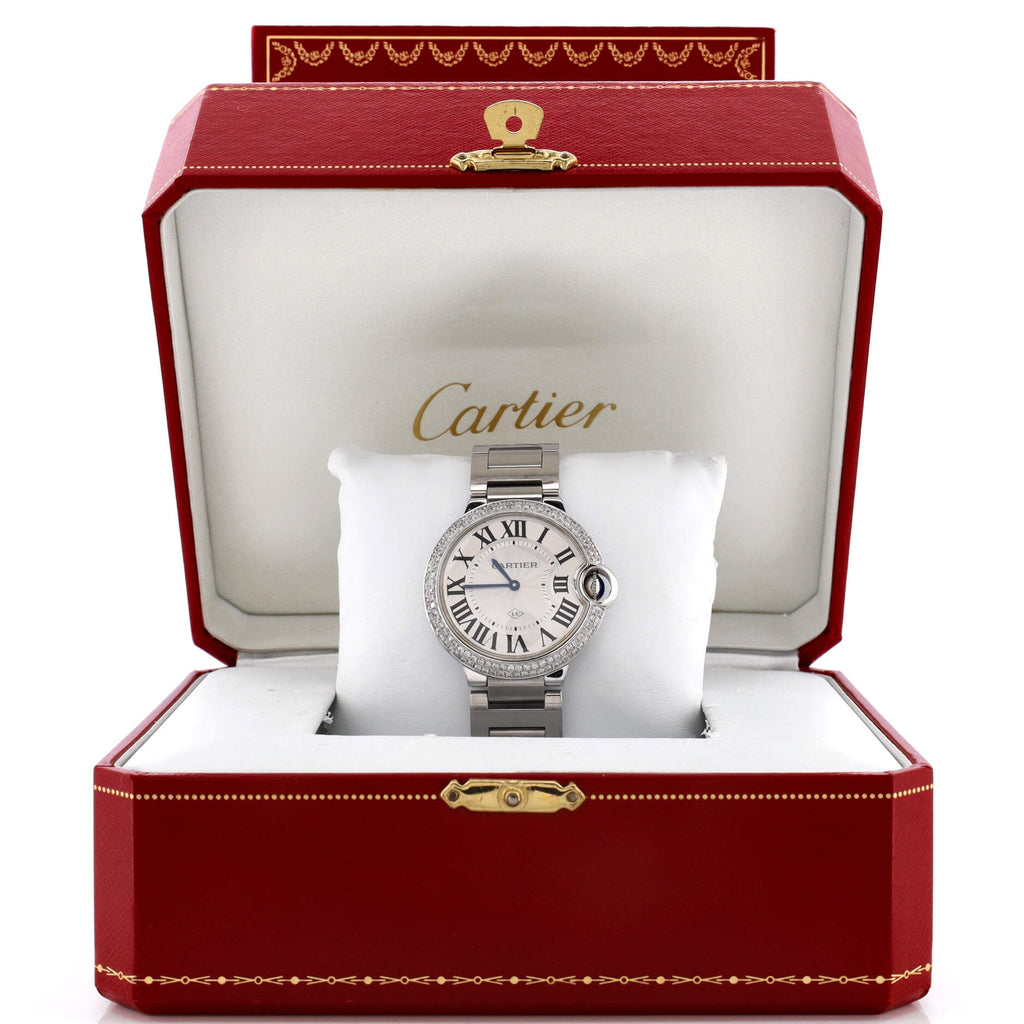 Ballon Bleu de Cartier Quartz Watch Stainless Steel with Diamond  Bezel 36