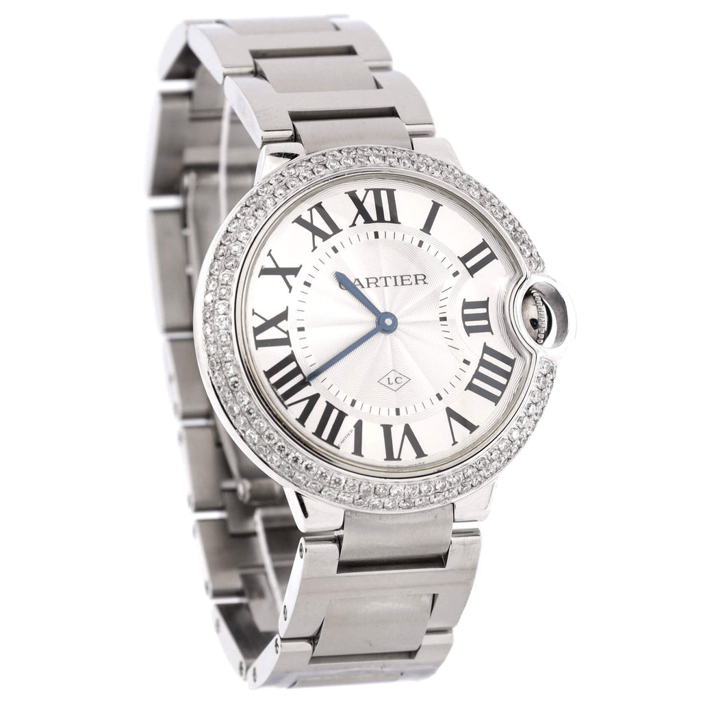 Ballon Bleu de Cartier Quartz Watch Stainless Steel with Diamond  Bezel 36