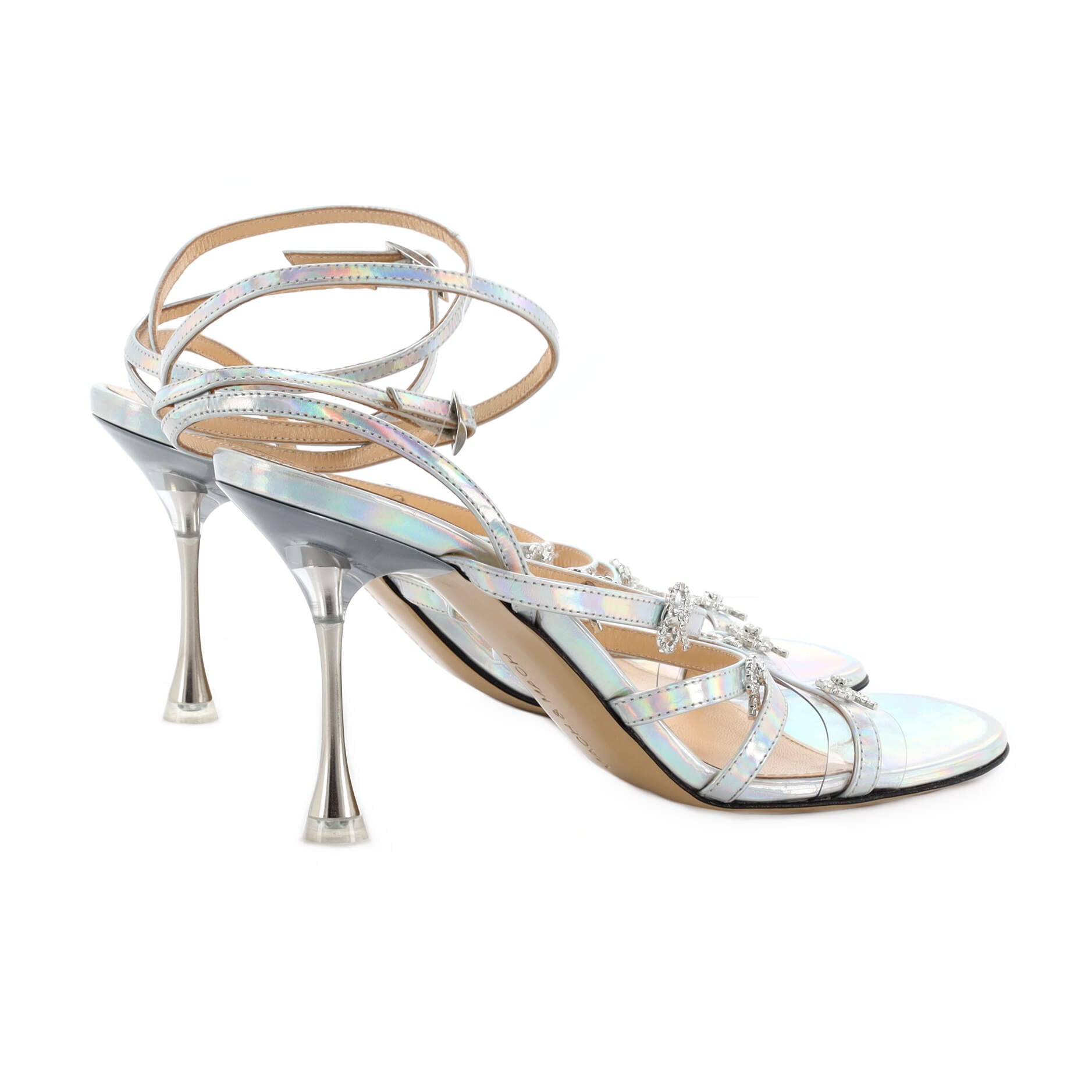 Women's Camille Strappy Heeled Sandals Metallic Leather 95