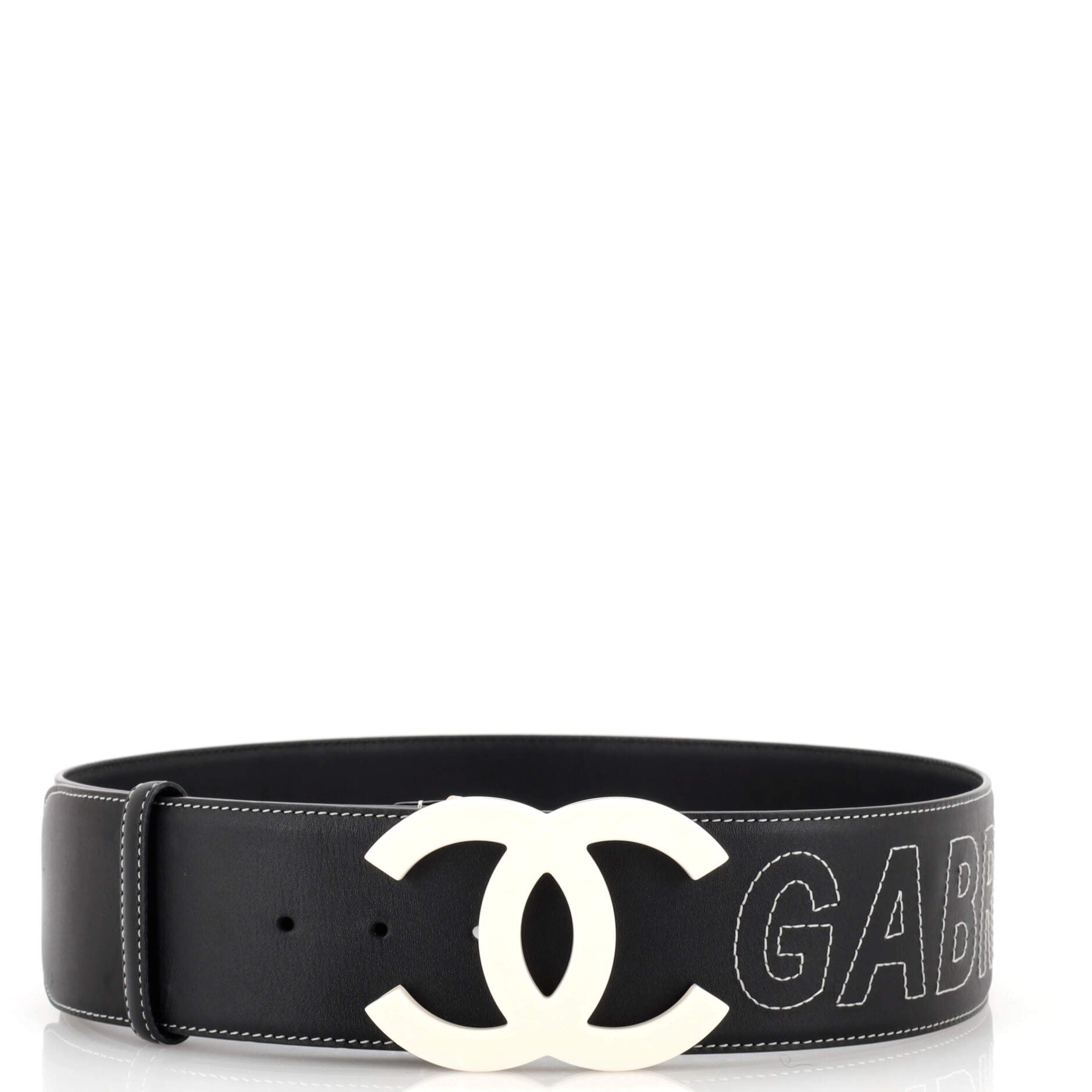 Gabrielle CC Buckle Belt Leather and Resin Wide 85