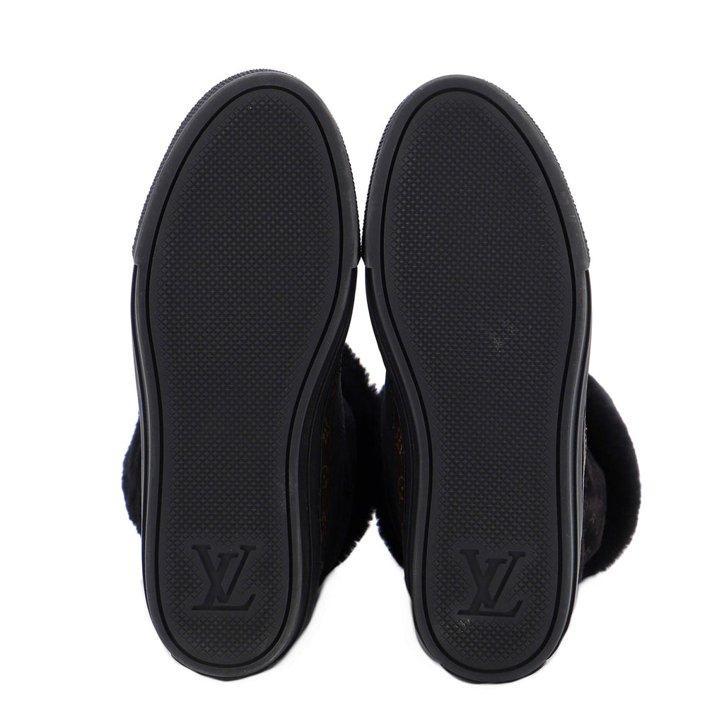 Women's Snowball Flat Half Boots Monogram Embossed Suede