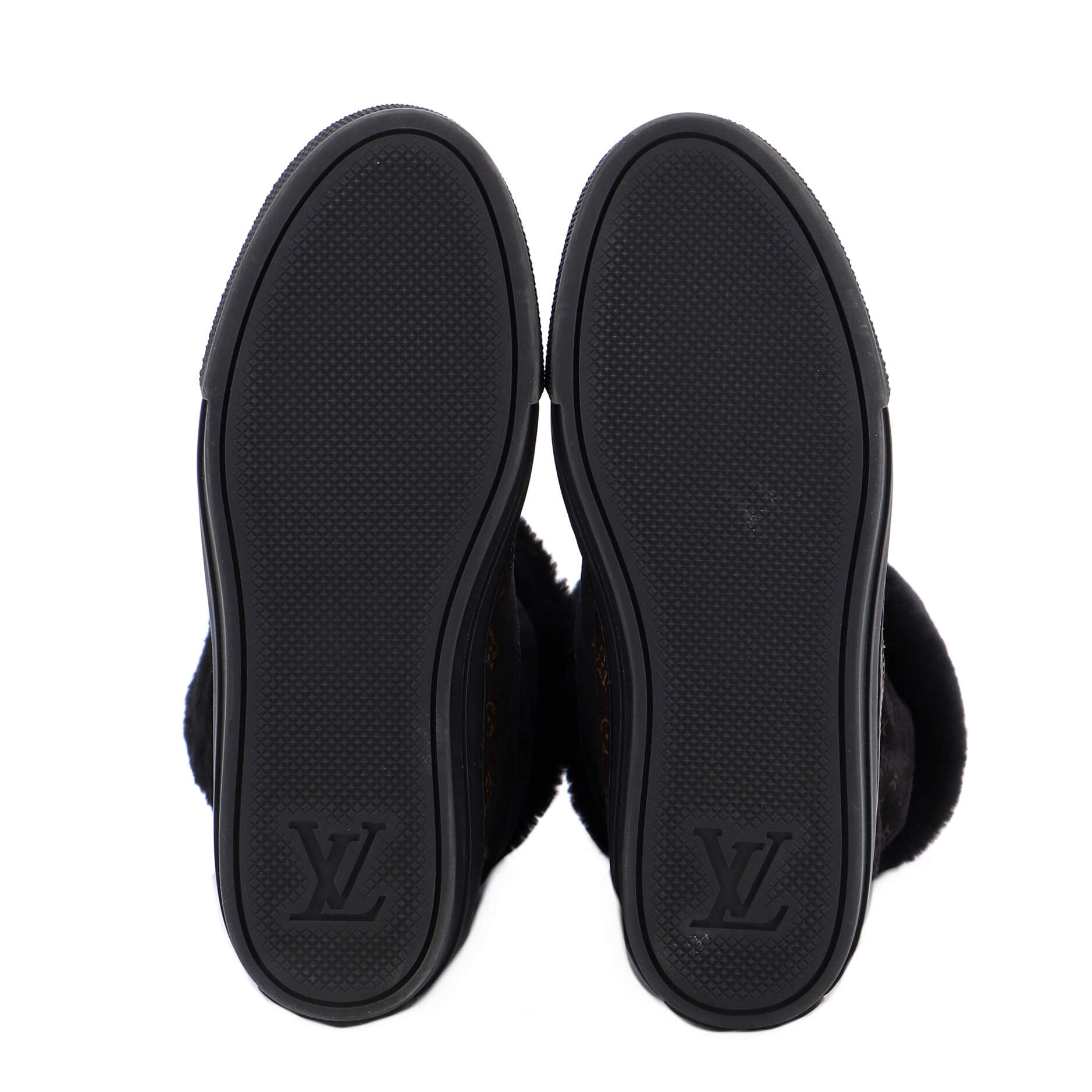 Women's Snowball Flat Half Boots Monogram Embossed Suede