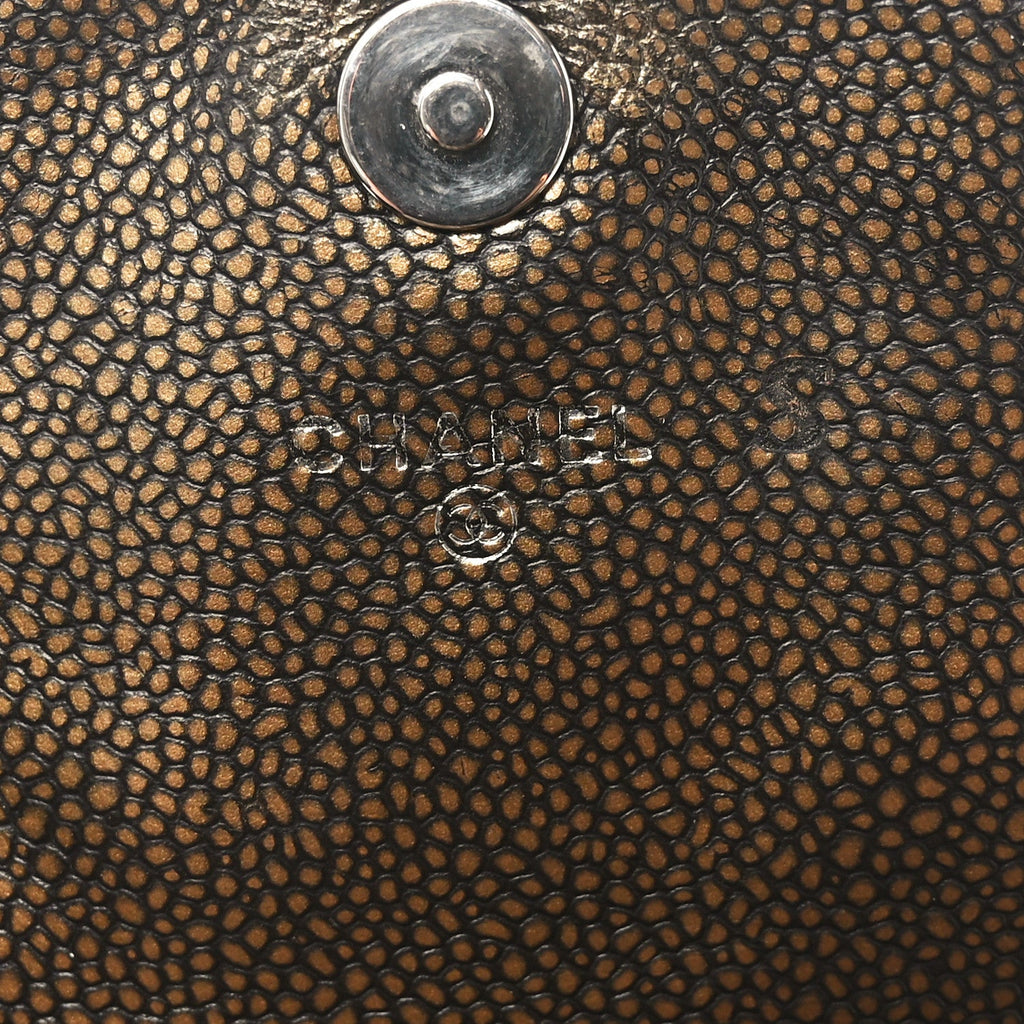 Metallic Caviar Half Moon Wallet On Chain WOC Bronze