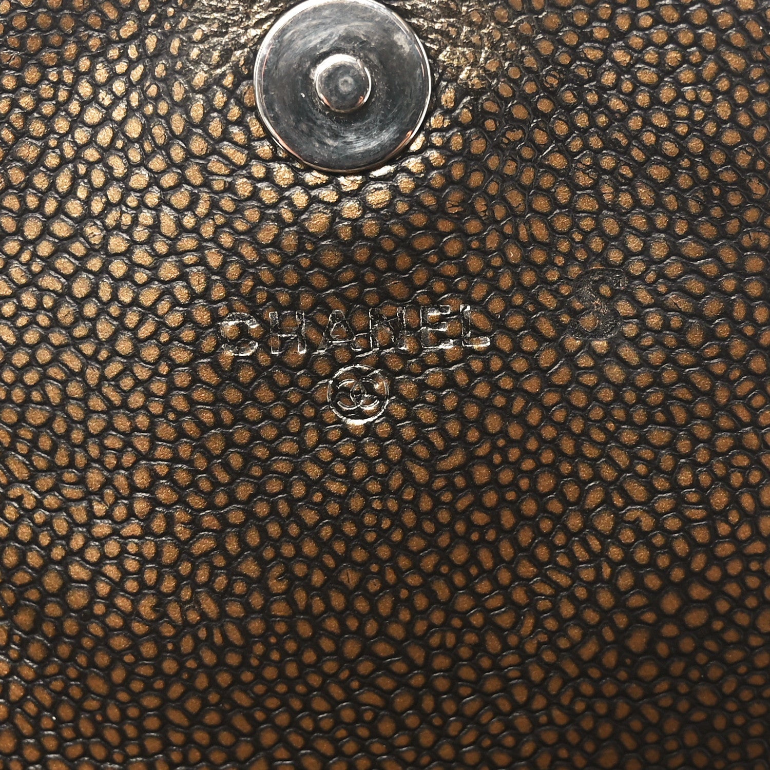Metallic Caviar Half Moon Wallet On Chain WOC Bronze