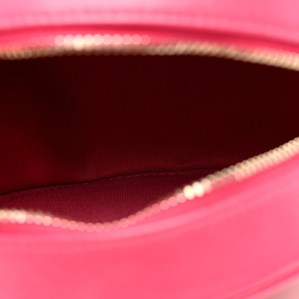 Goatskin Quilted Chanel 19 Round Clutch With Chain Dark Pink