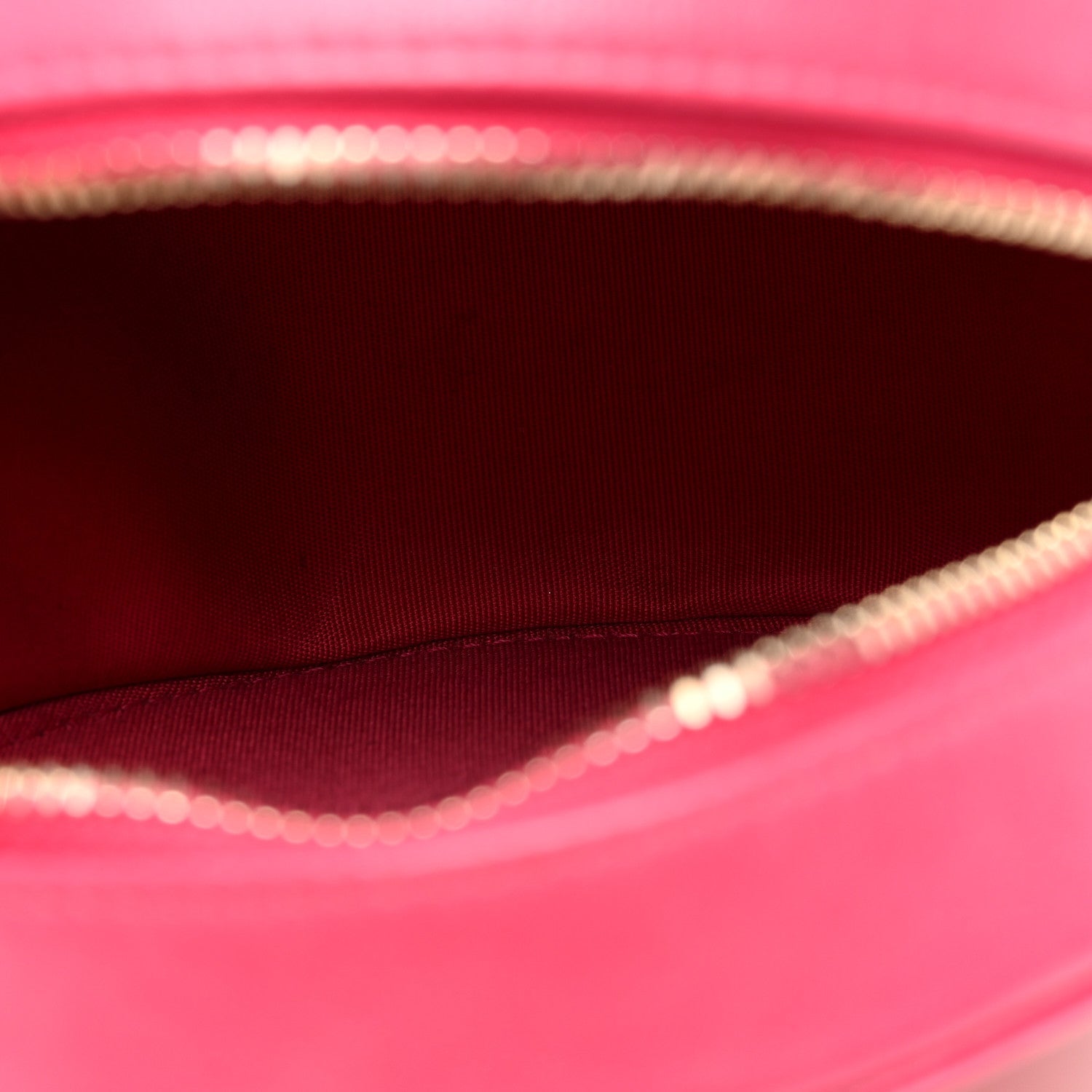 Goatskin Quilted Chanel 19 Round Clutch With Chain Dark Pink