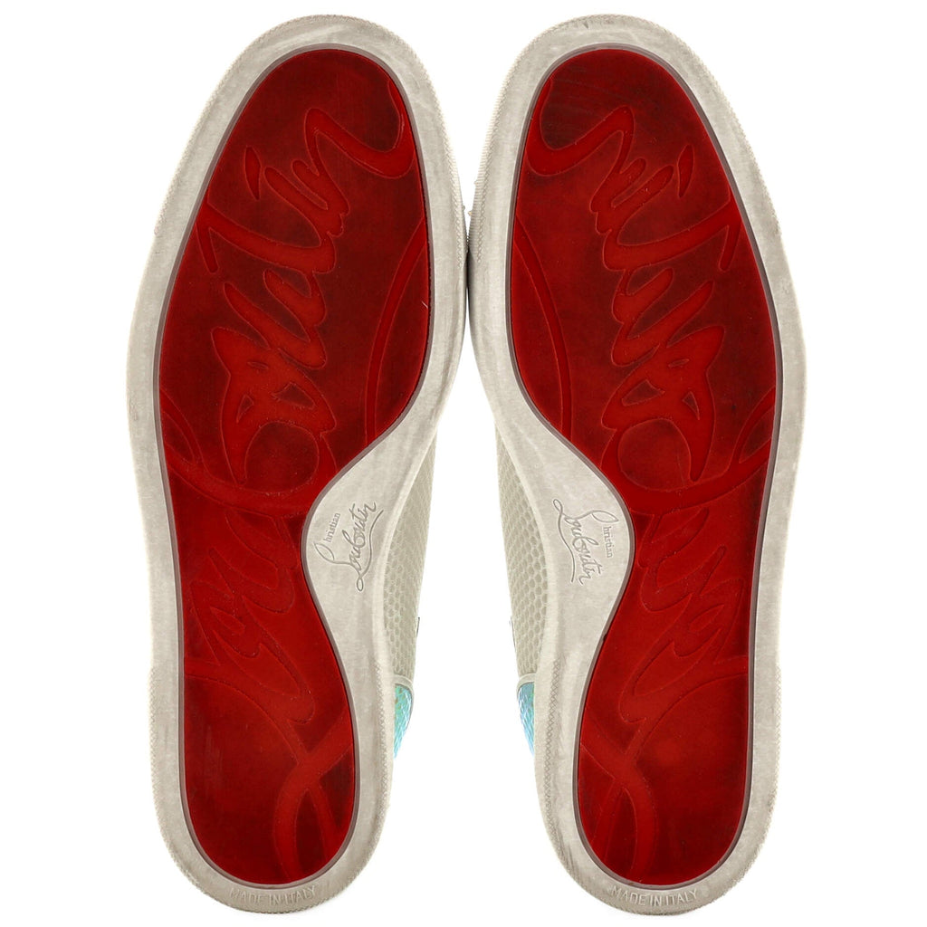 Men's Louis Spikes Flat High-Top Sneakers Mesh, Suede, and Studded Leather