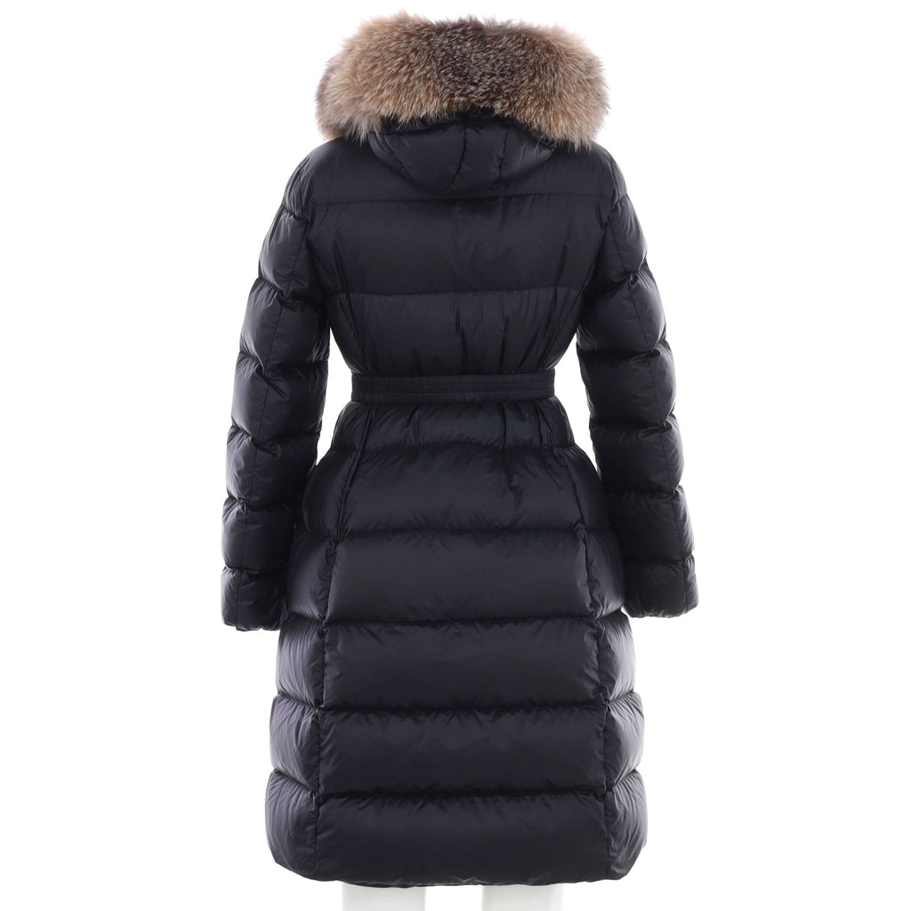 Women's Boedic Belted Puffer Coat Quilted Polyamide with Down and Fur