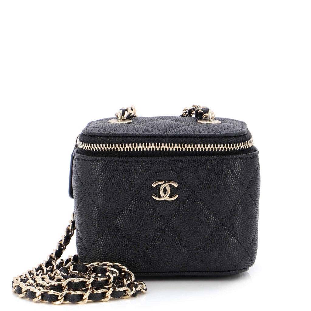 Classic Vanity Case with Chain Quilted Caviar Mini