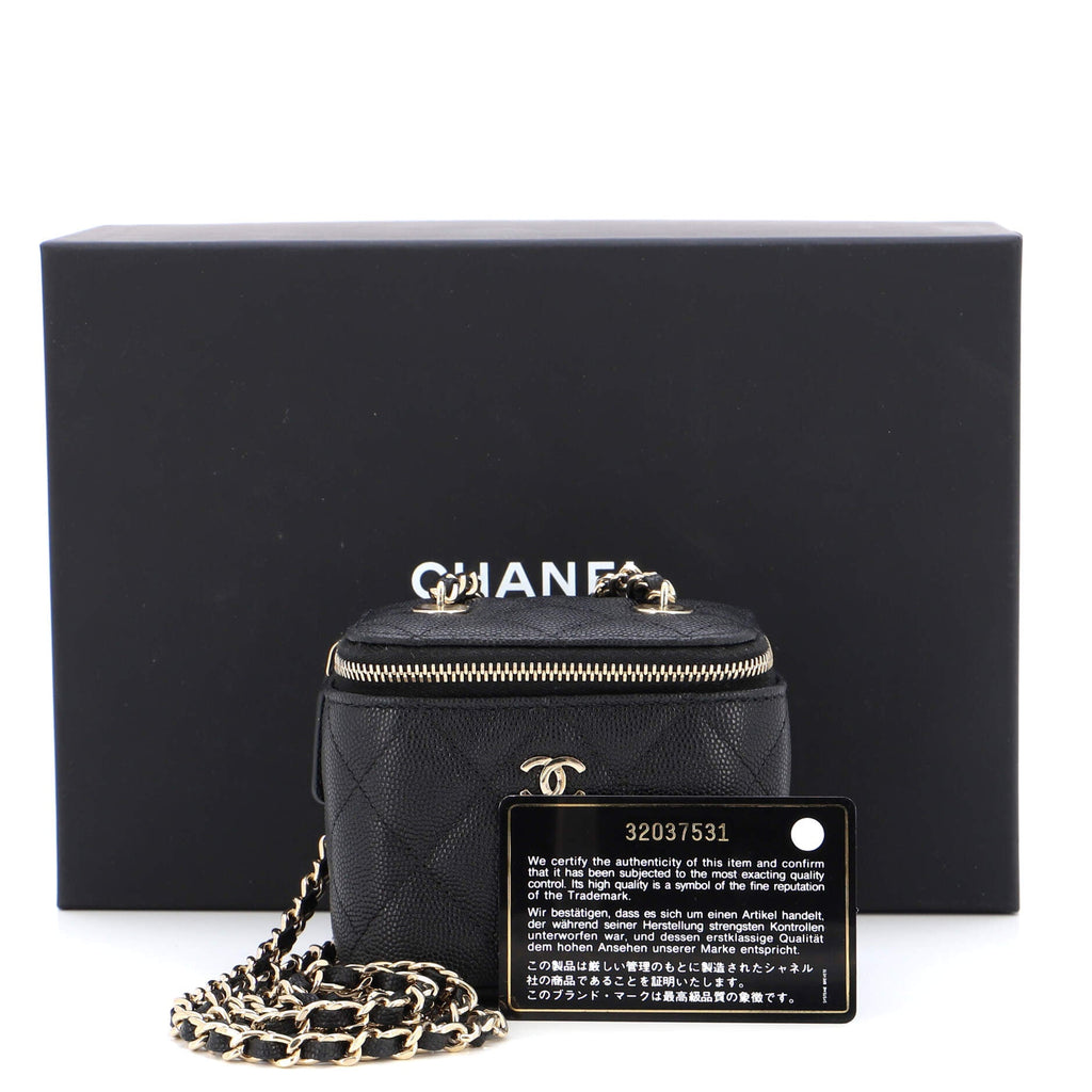 Classic Vanity Case with Chain Quilted Caviar Mini