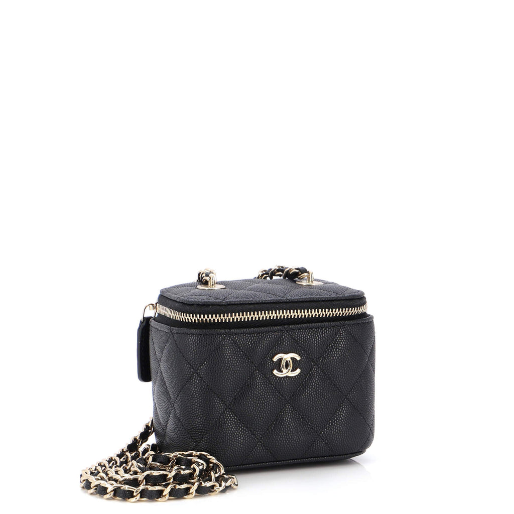 Classic Vanity Case with Chain Quilted Caviar Mini