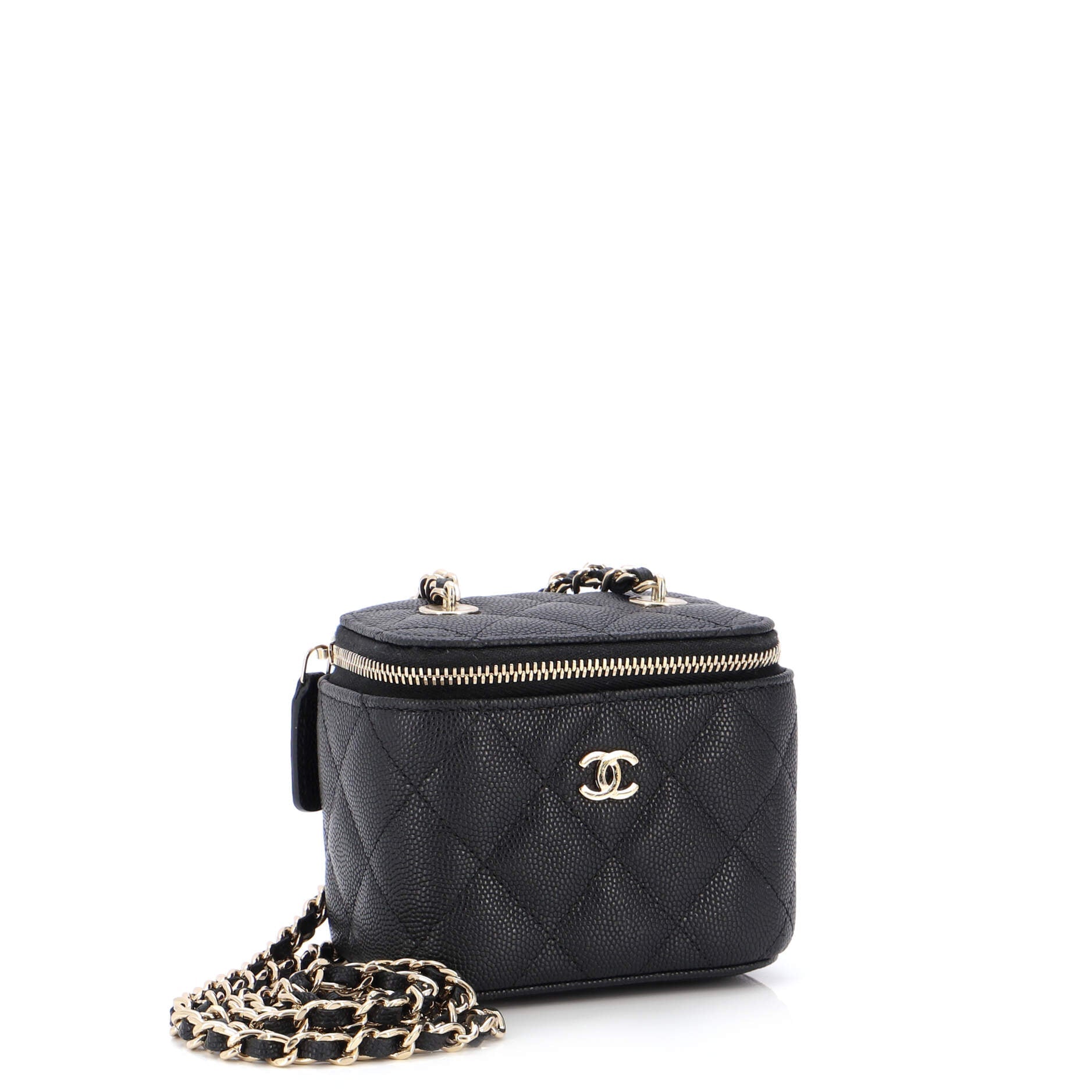 Classic Vanity Case with Chain Quilted Caviar Mini