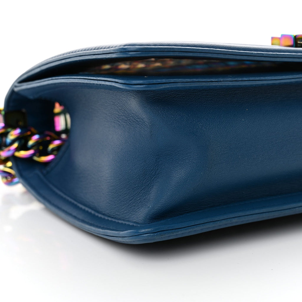PVC Thread Woven Medium Boy Flap Dark Blue
