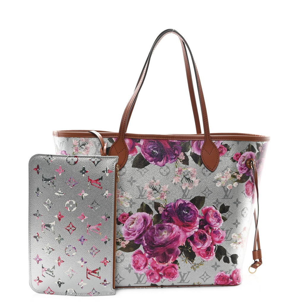 Metallic Monogram LV Garden Neverfull MM Silver