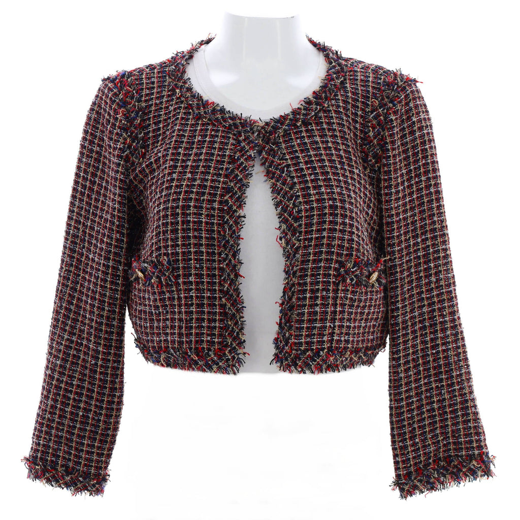 Women's Double Pocket Cropped Jacket Tweed