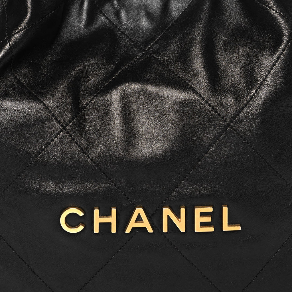 Shiny Calfskin Quilted Small Chanel 22 Black