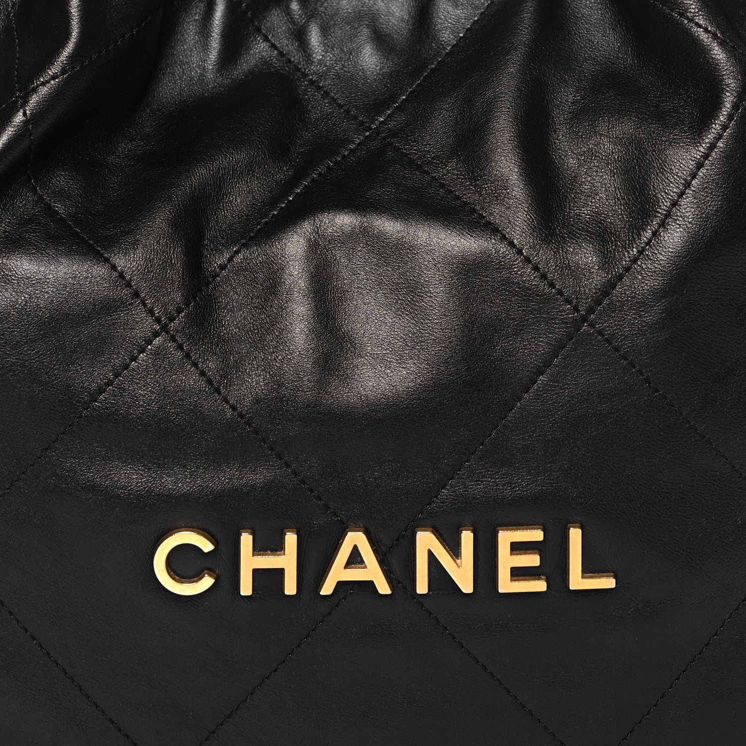 Shiny Calfskin Quilted Small Chanel 22 Black