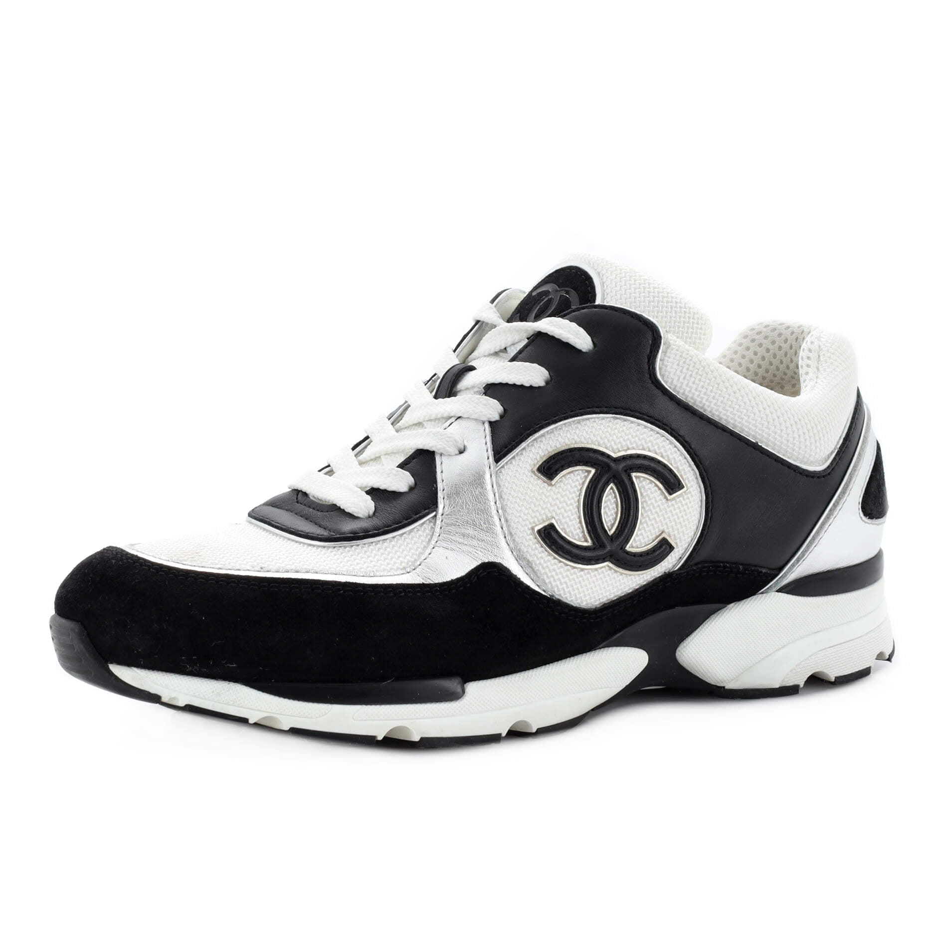 Women's CC Low-Top Sneakers Leather and Fabric with Suede