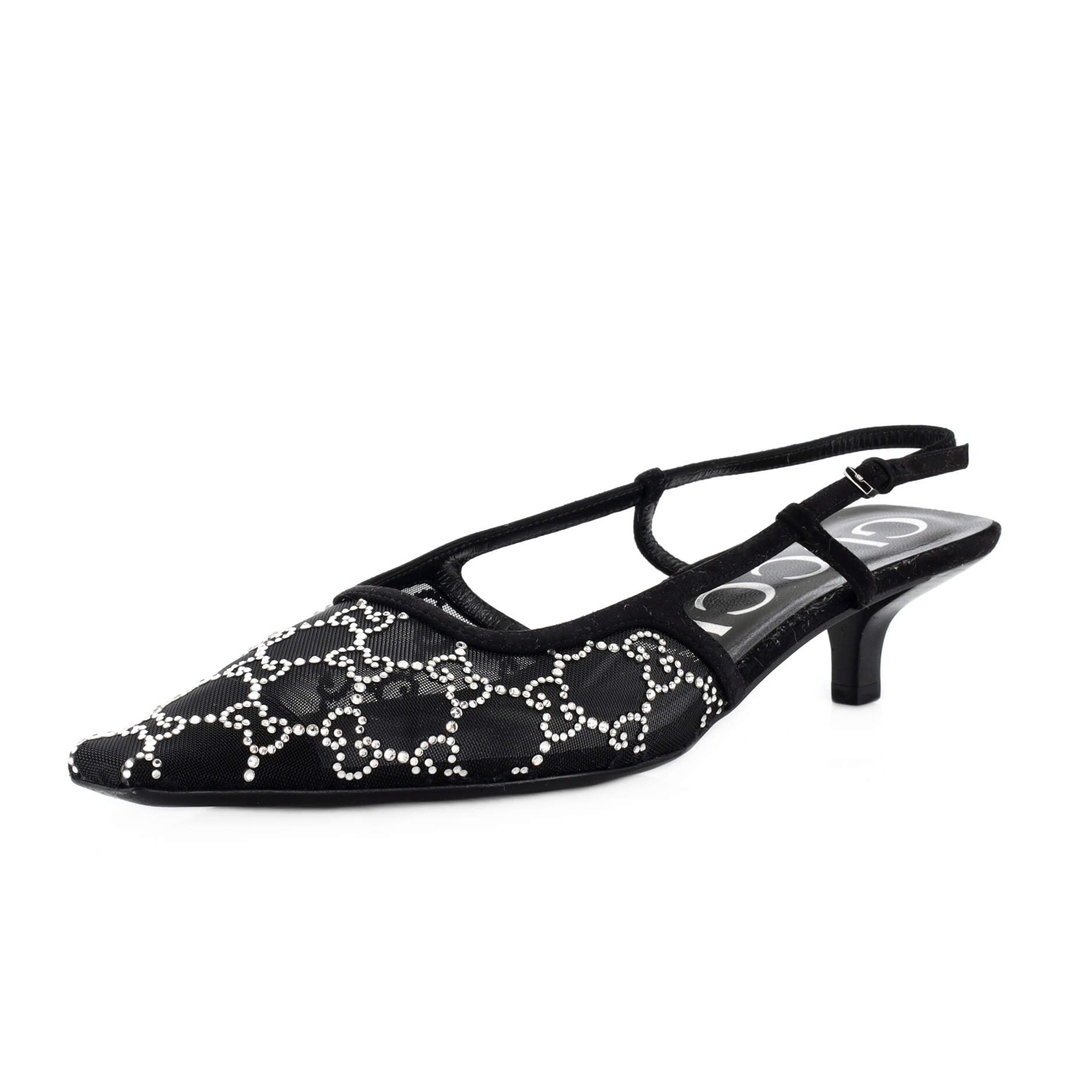 Women's Slingback Pumps Crystal GG Embellished Mesh