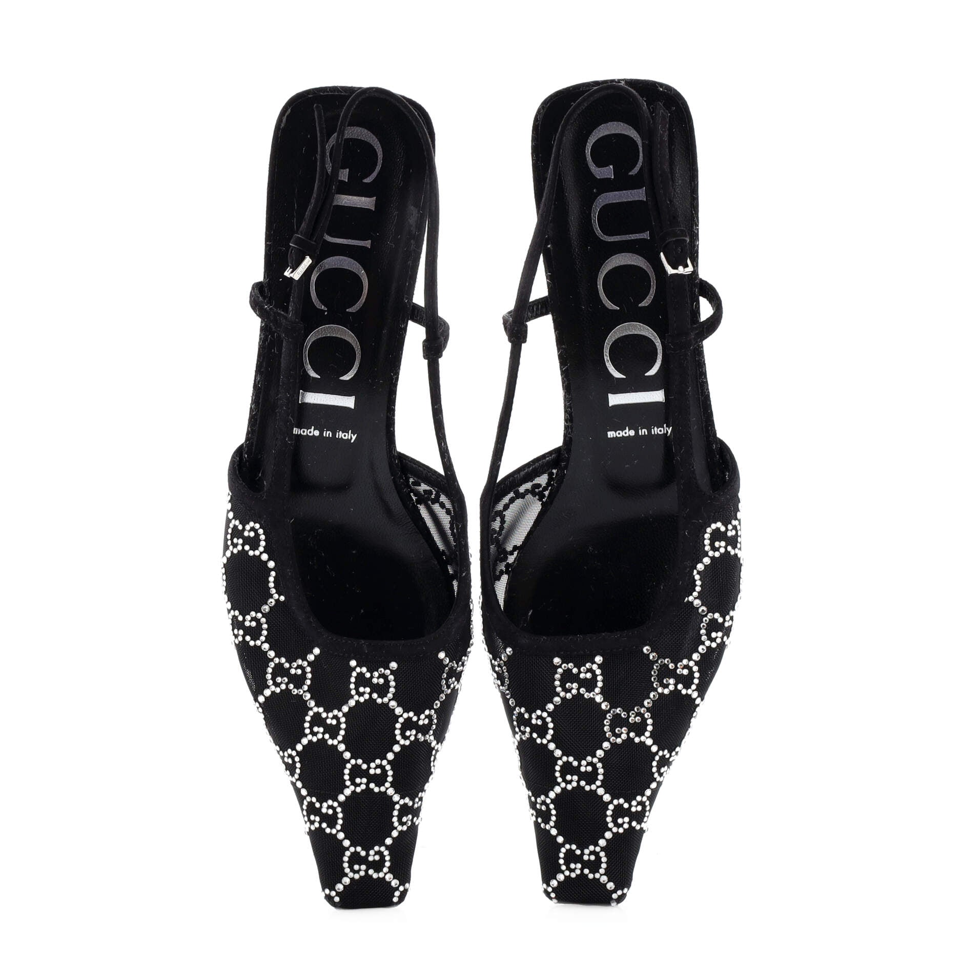 Women's Slingback Pumps Crystal GG Embellished Mesh
