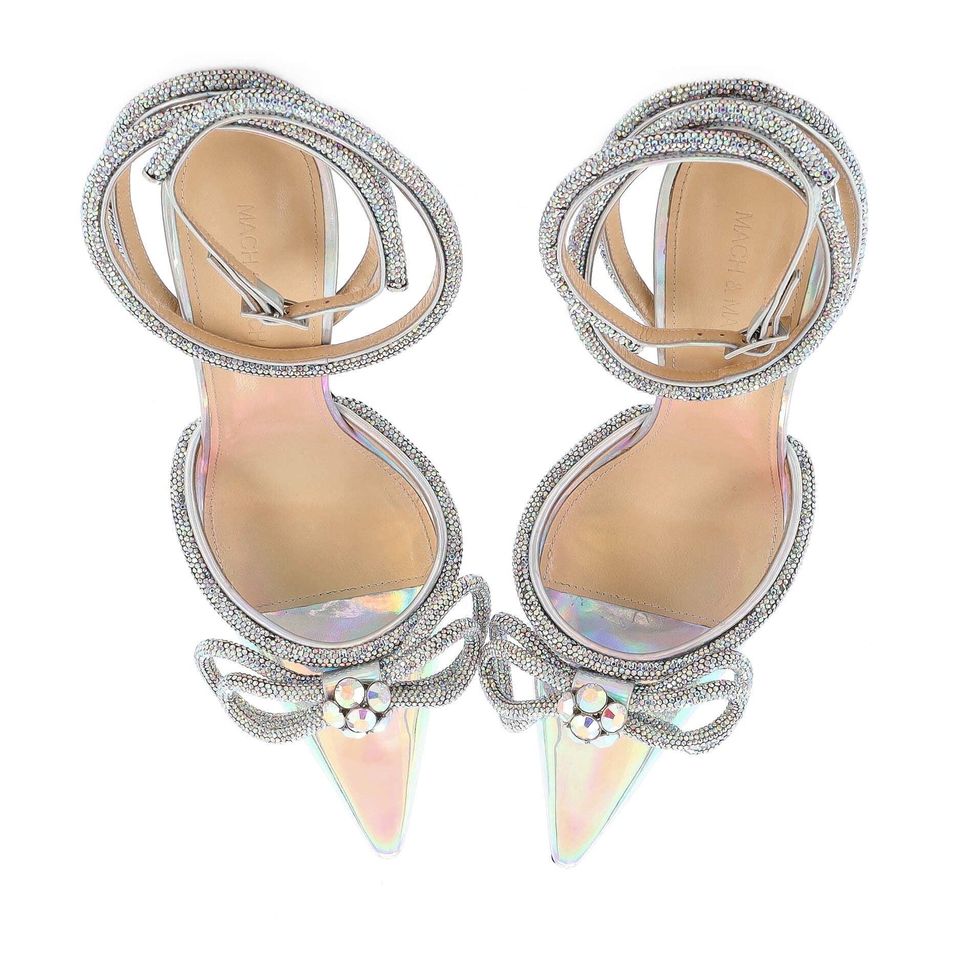 Women's Bow of Elizabeth Ankle Strap Pumps Iridescent PVC 100