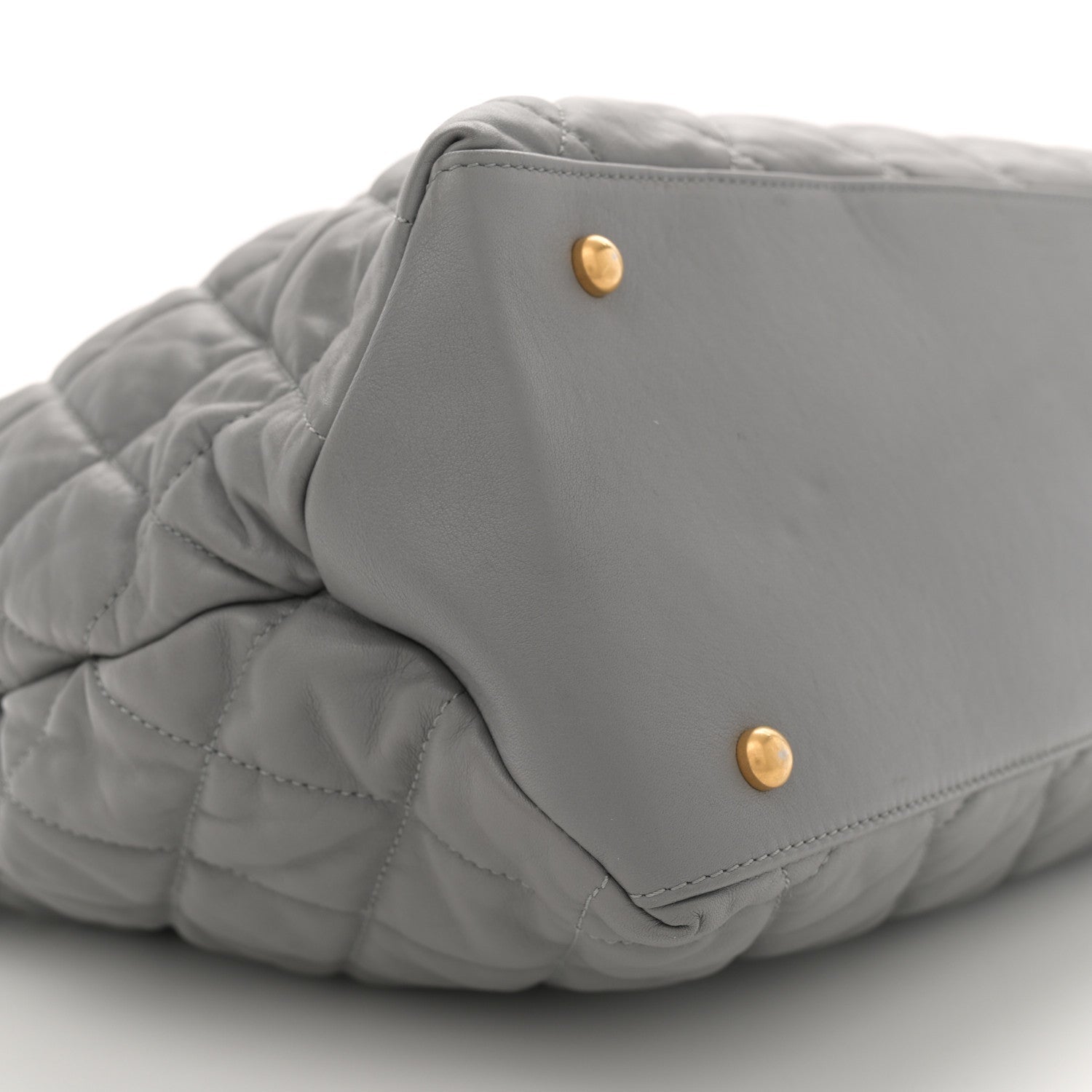 Calfskin Quilted Large Soft Elegance Tote Grey