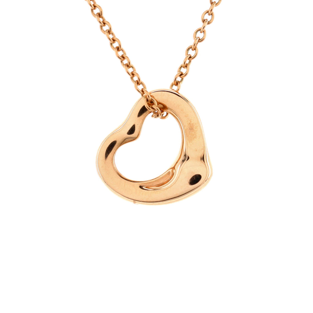 Elsa Peretti Open Heart Pendant Necklace 18K Rose Gold 11mm