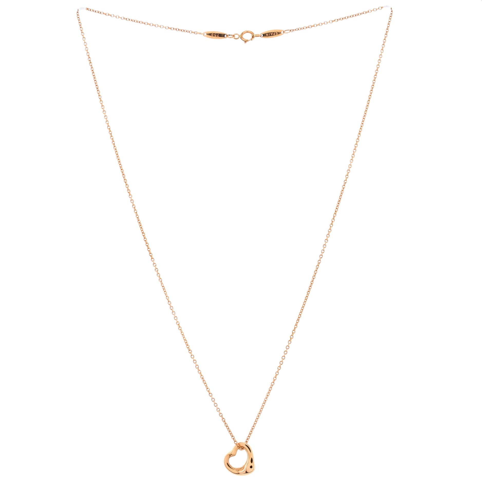 Elsa Peretti Open Heart Pendant Necklace 18K Rose Gold 11mm