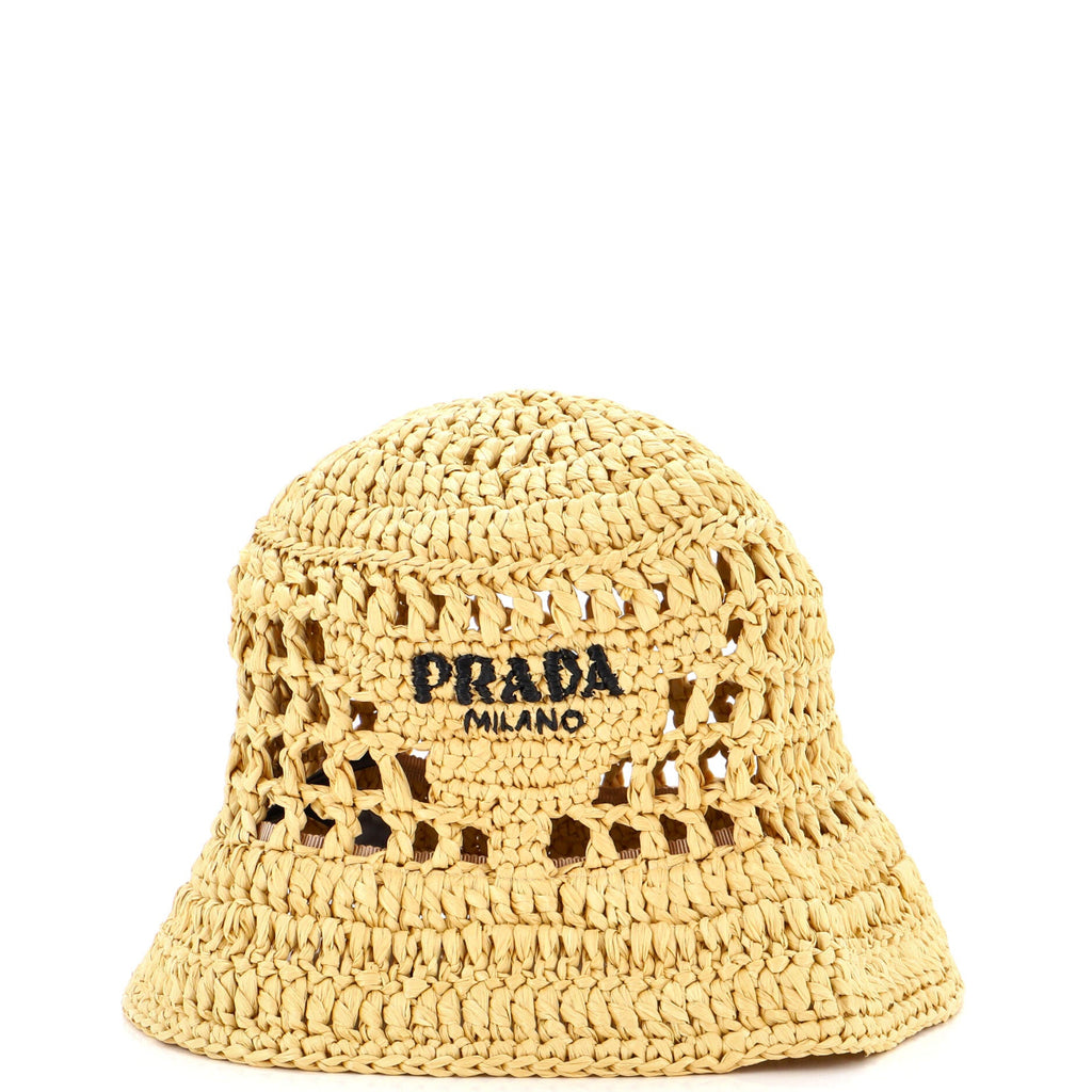 Triangle Logo Bucket Hat Woven Raffia