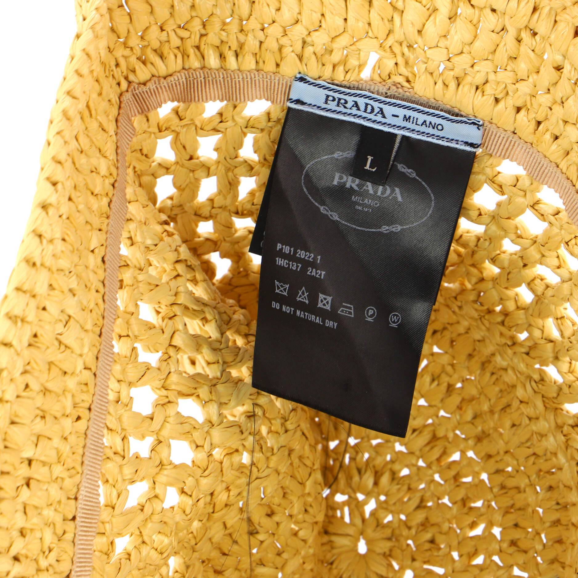 Triangle Logo Bucket Hat Woven Raffia