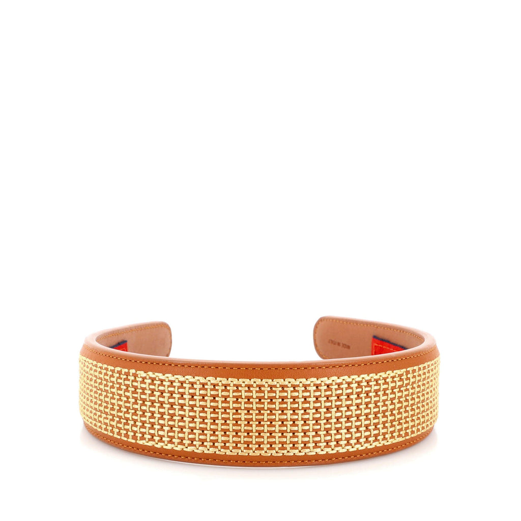 Elizabeth Headband Woven Leather with Rocabar Ribbon