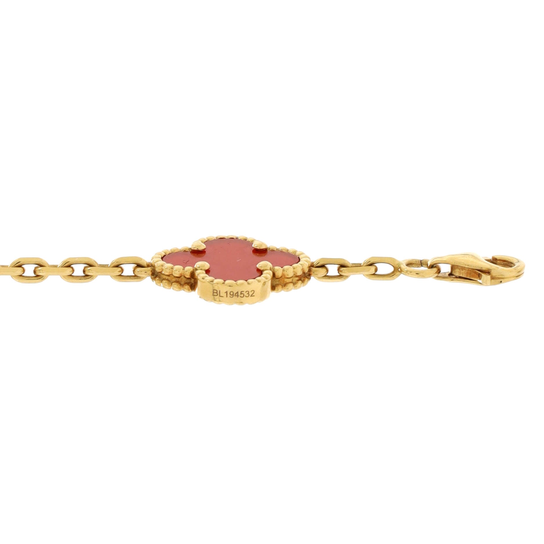 Vintage Alhambra 5 Motifs Bracelet 18K Yellow Gold and Carnelian