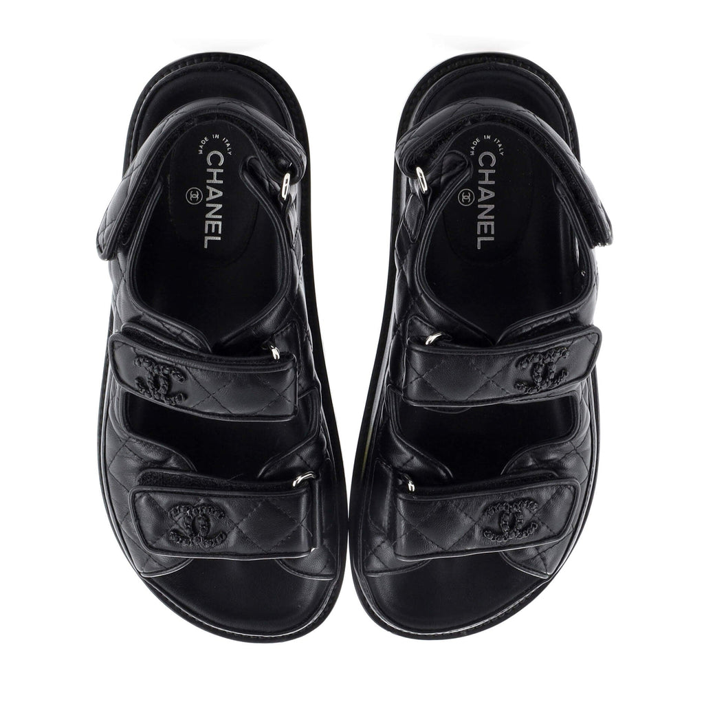 Women's Velcro Dad Sandals Quilted Leather