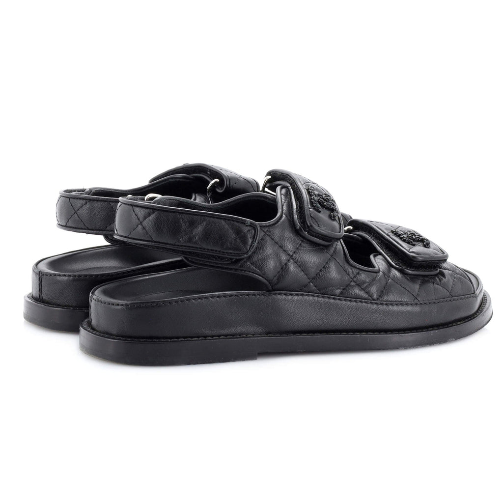Women's Velcro Dad Sandals Quilted Leather