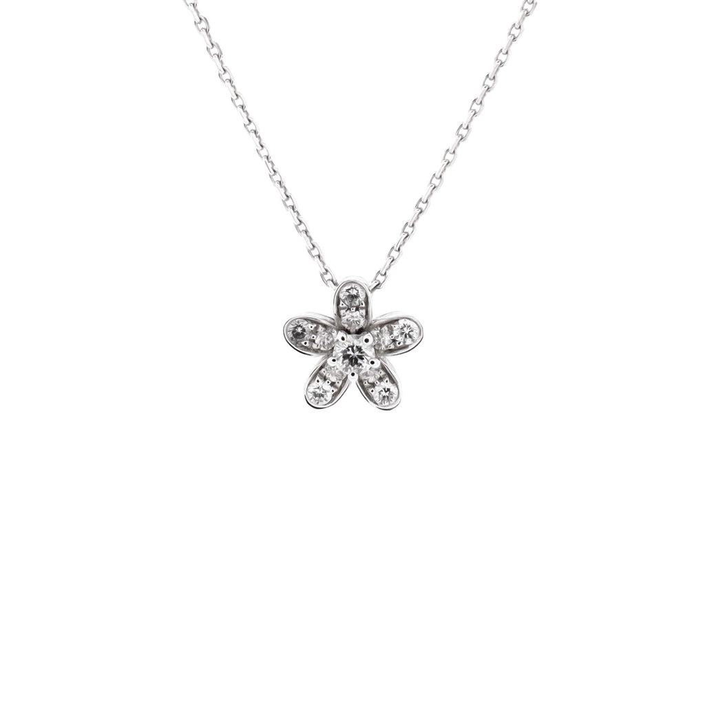 Socrate Flower Pendant Necklace 18K White Gold and Diamonds