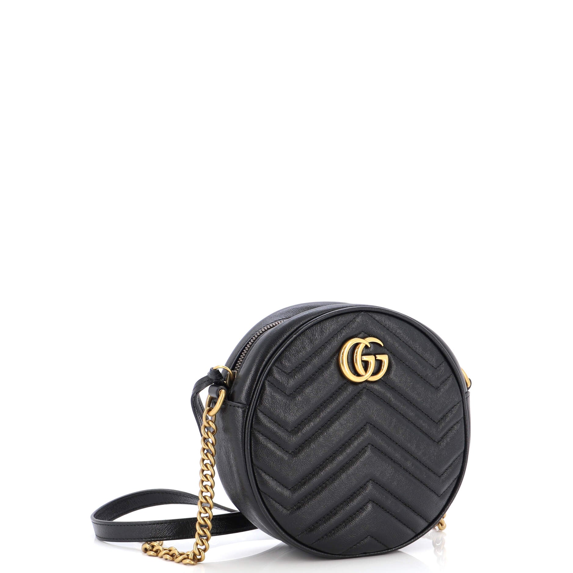 GG Marmont Round Shoulder Bag Matelasse Leather Mini