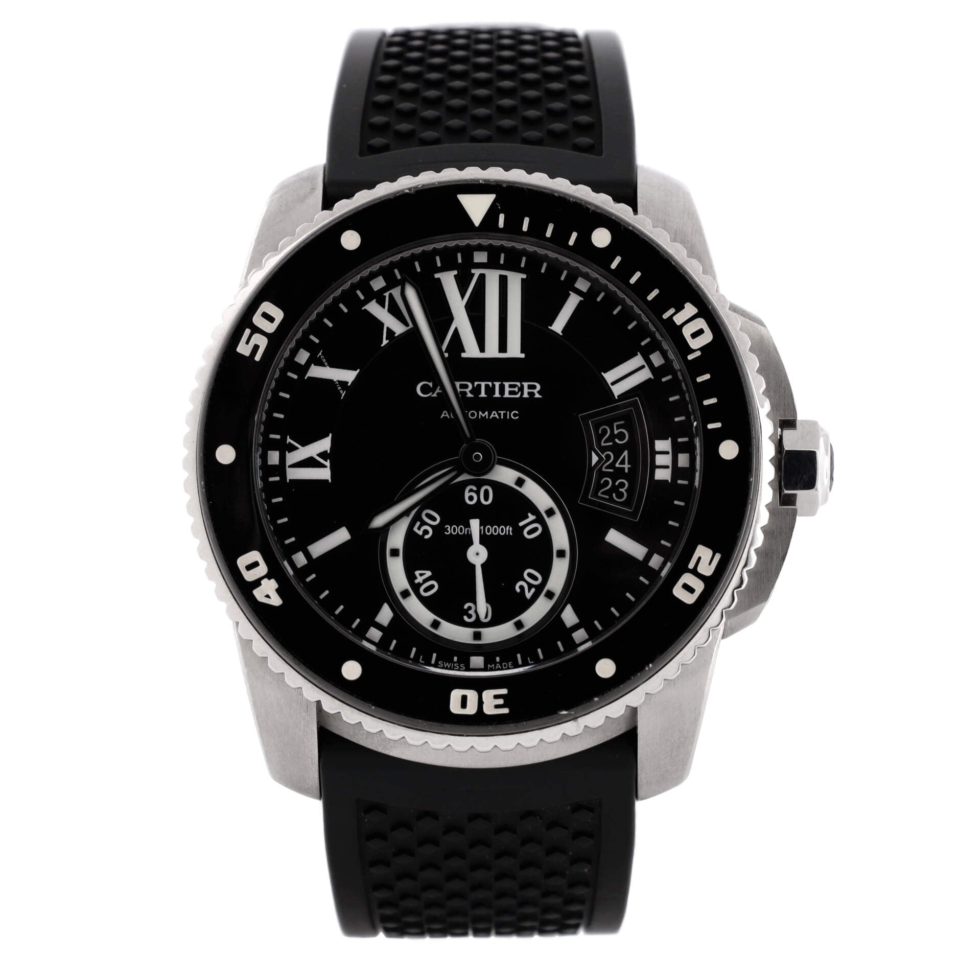 Calibre de Cartier Automatic Watch Stainless Steel and Rubber with Ceramic 42