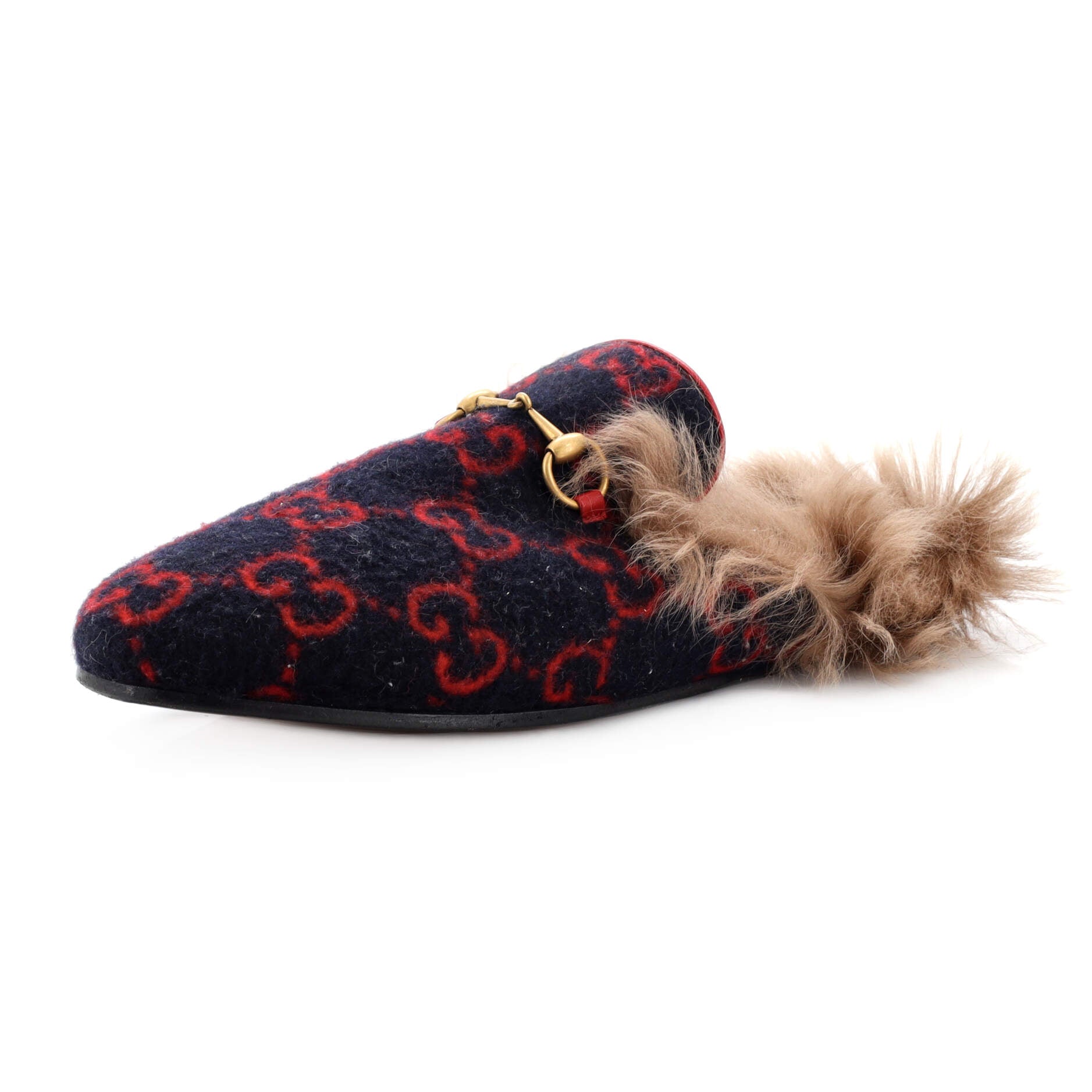 Women's Princetown Mules GG Wool with Lamb Hair