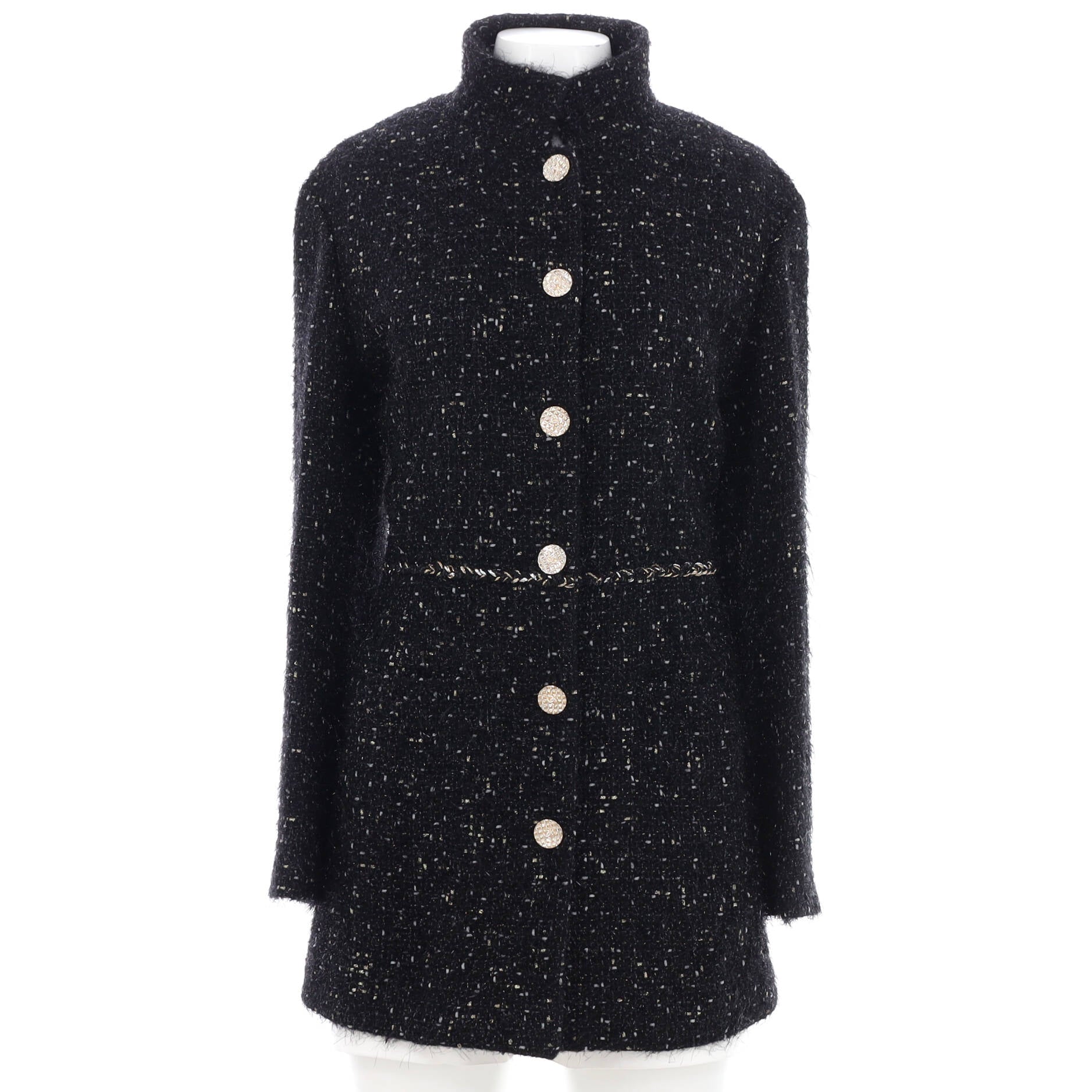 Women's Button Up Blazer Coat Glitter Tweed