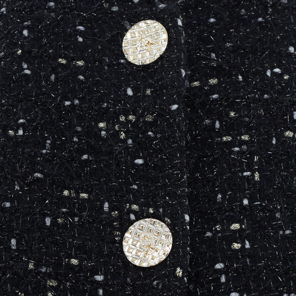 Women's Button Up Blazer Coat Glitter Tweed