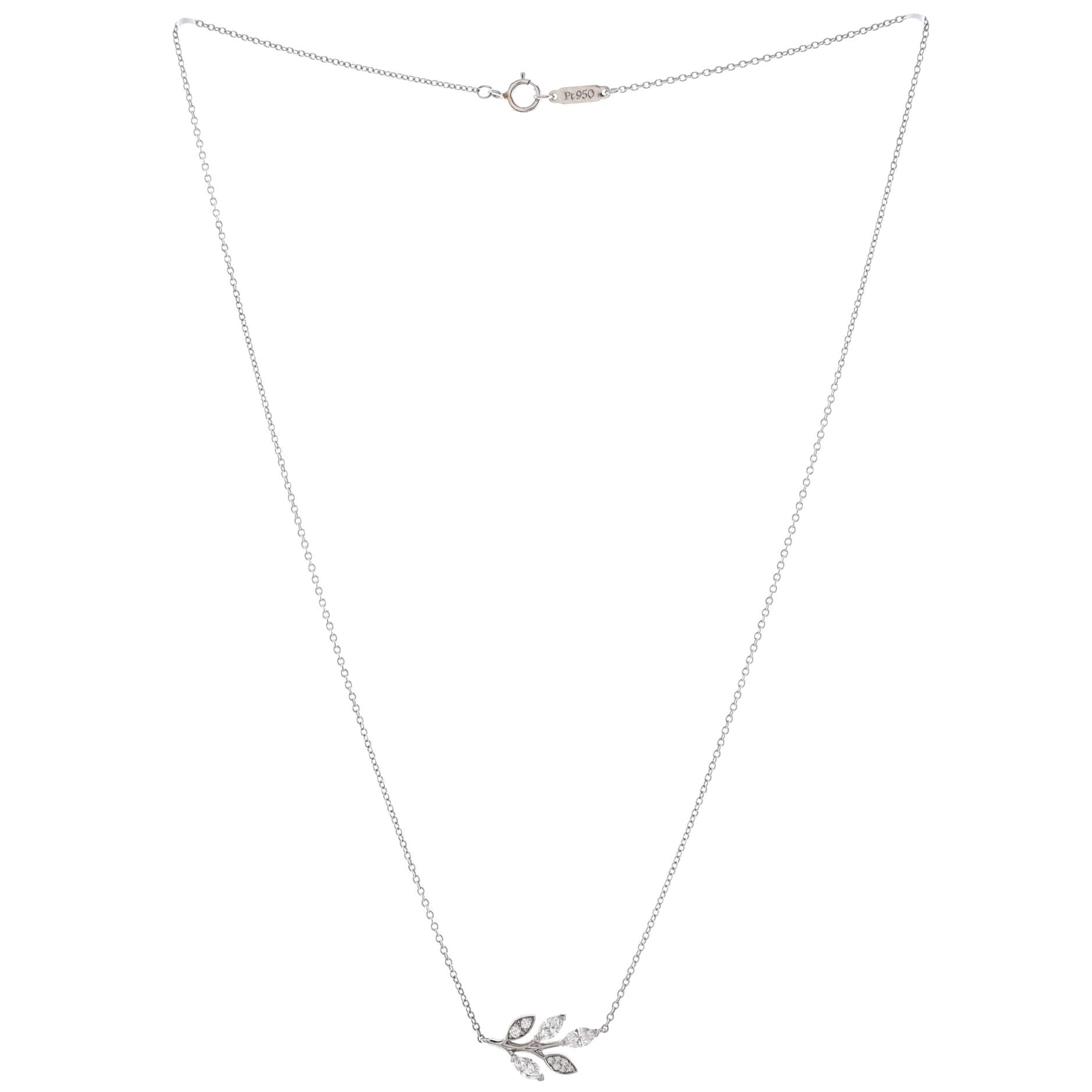 Vine Pendant Necklace Platinum with Diamonds