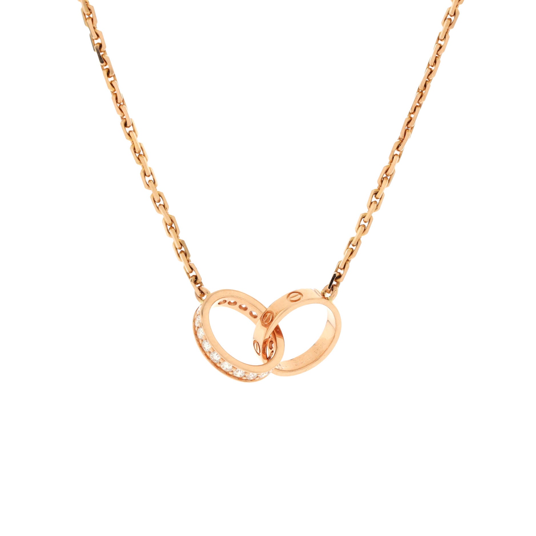 Love Interlocking Necklace 18K Rose Gold with Diamonds