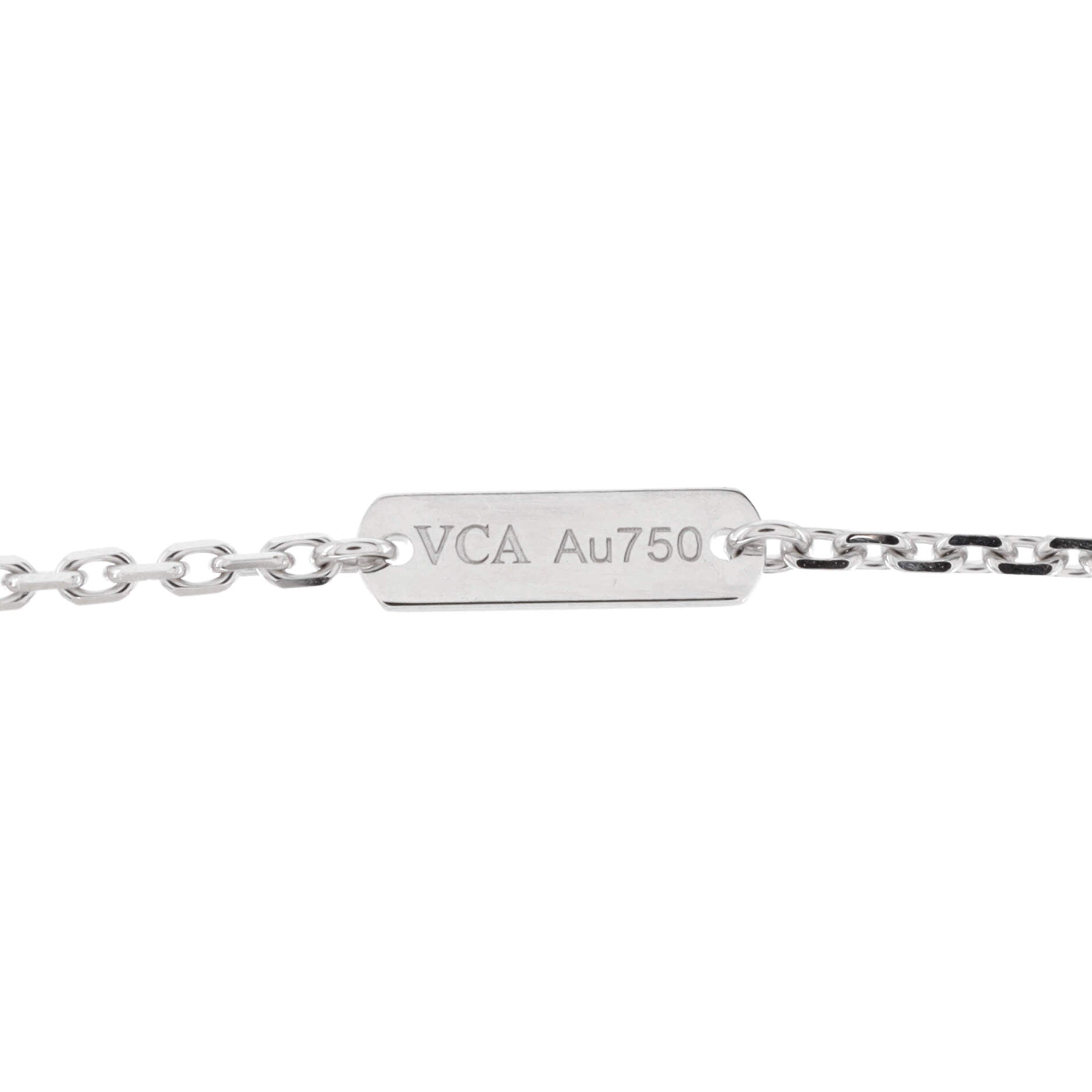 Vintage Alhambra Pendant Necklace Guilloche 18K White Gold