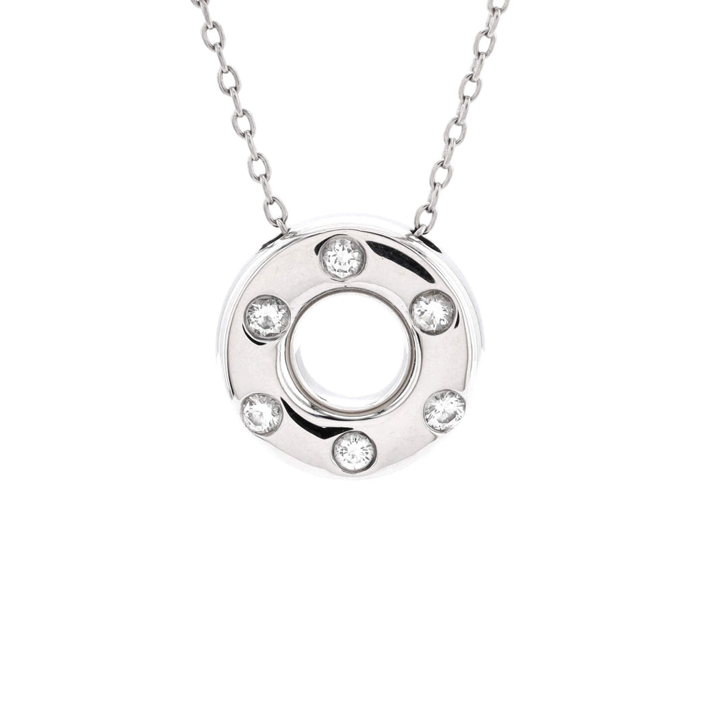 Etoile Circle Donut Pendant Necklace Platinum with Diamonds