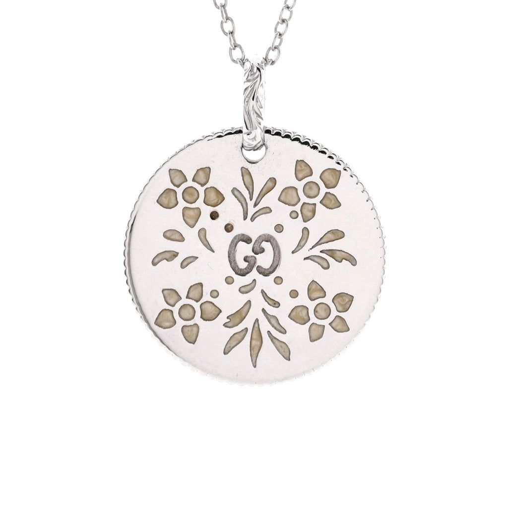 Icon Blooms Pendant Necklace 18K White Gold and Enamel