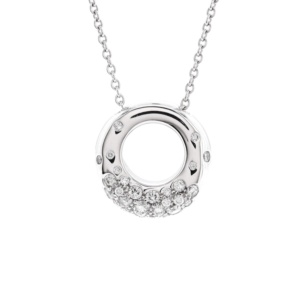 Anneau Pendant Necklace 18K White Gold and Diamonds 15mm