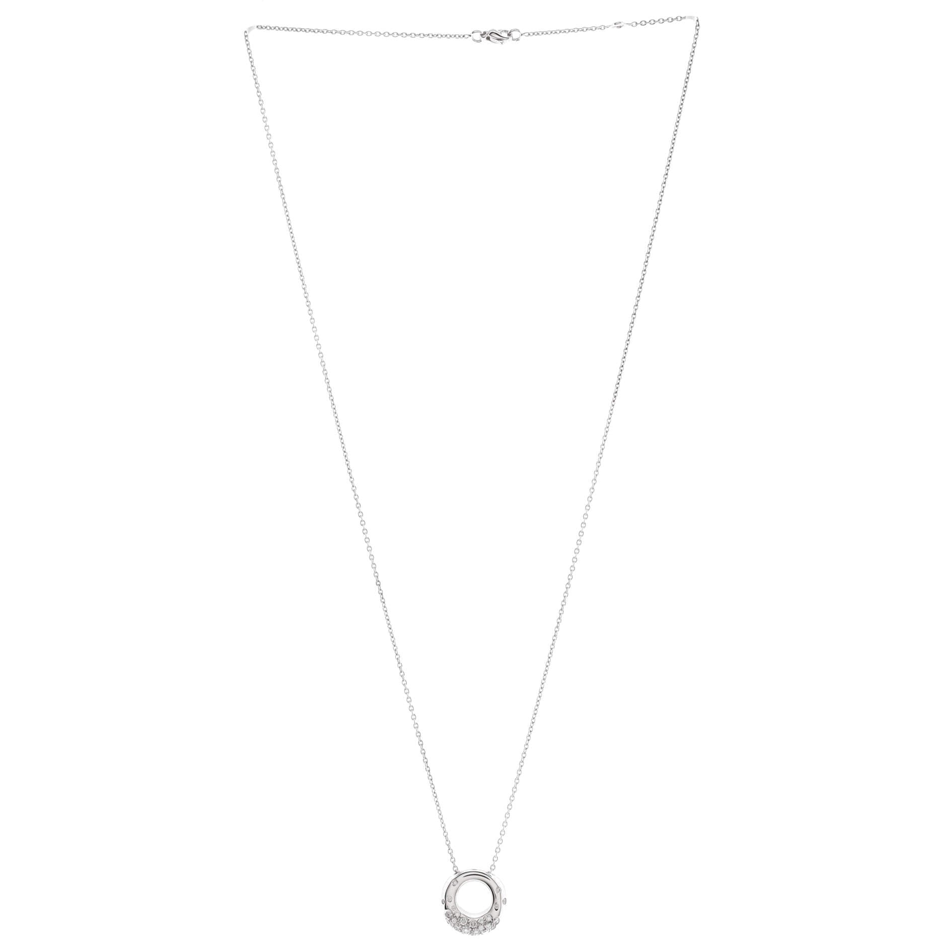 Anneau Pendant Necklace 18K White Gold and Diamonds 15mm