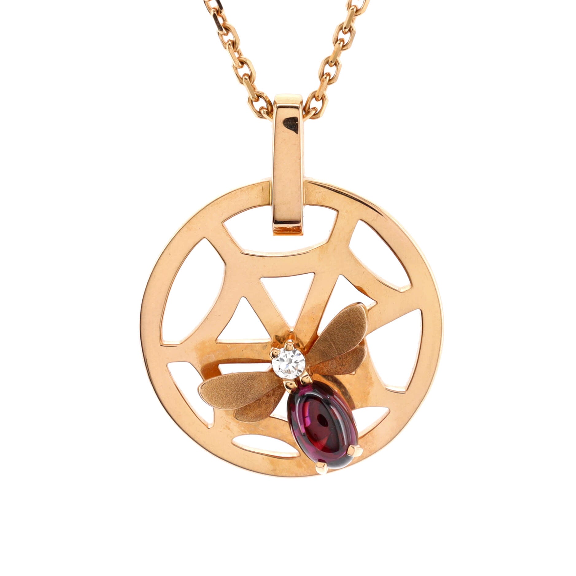 Attrape-Moi Si Tu M'Aimes Pendant Necklace 18K Rose Gold with Diamond and Amethyst